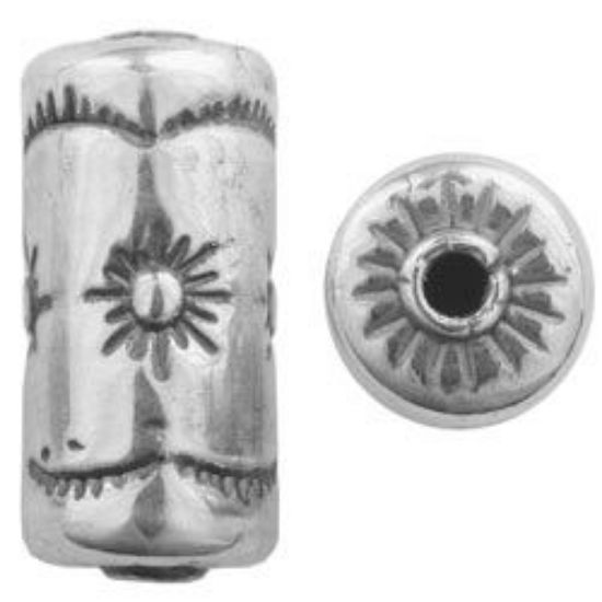 Picture of Sterling Silver Sun Cylinder Bead Large 21x10mm<br />JBB Finding