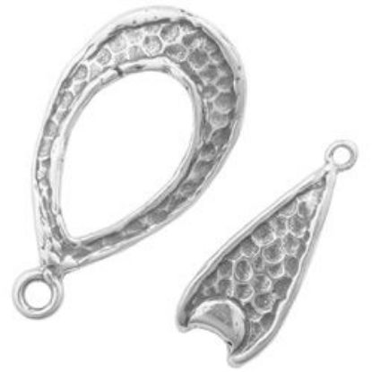 Picture of Sterling Silver Oval Hammered 7.7mm Hook and 19.5mm Eye, B&B Benbassat