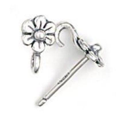 Picture of Sterling Silver Flower Ear Post With Loop .035 Inch