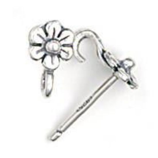 Picture of Sterling Silver Flower Ear Post With Loop .035 Inch
