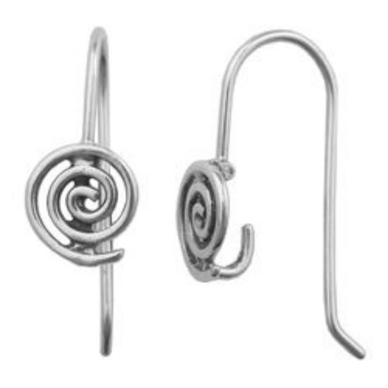 Picture of Sterling Silver Spiral Ear Wire With Loop .030 Inch 18.5x10mm