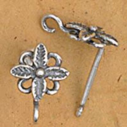 Picture of Sterling Silver Flower Ear Post With Loop, 0.03"