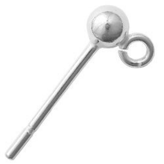 Picture of Sterling Silver Ear Ball 3mm With Loop .031 Inch 3mm