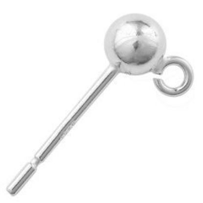 Picture of Sterling Silver 4mm Ear Ball With Loop .031 Inch 4mm