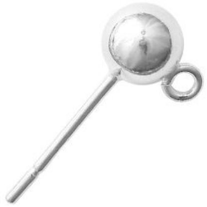 Picture of Sterling Silver 5mm Ear Ball With Loop .031 Inch 5mm
