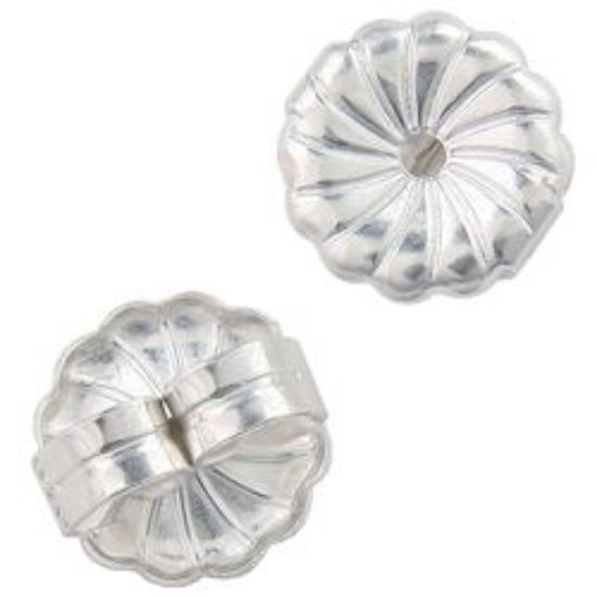 Picture of Sterling Silver Medium Rosette Ear Clutch .038 Inch<br />10 Pair