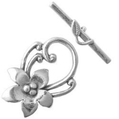 Picture of Sterling Silver Flower Toggle, 12mm Loop, 18mm Bar, JBB Finding