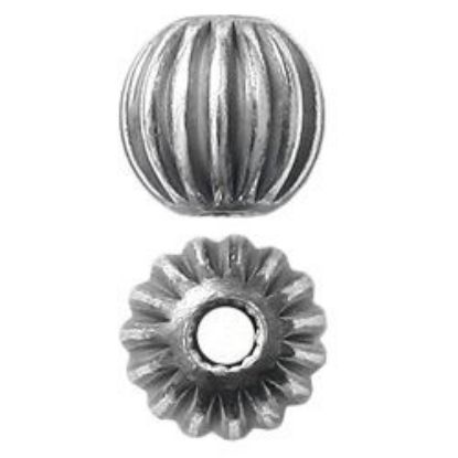 Picture of Sterling Silver Corrugated Round Beads 3mm, I.D. 1mm, 10 Beads