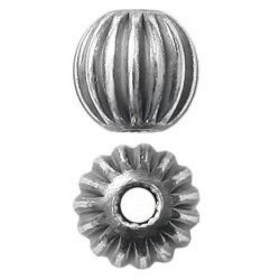 Picture of Sterling Silver Corrugated Round Beads 3mm, I.D. 1mm, 10 Beads