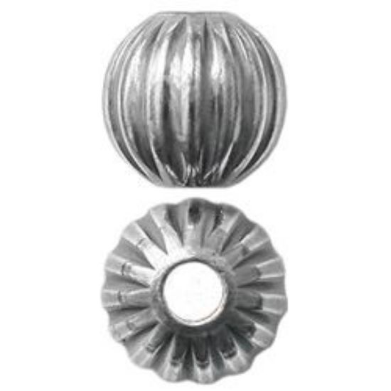 Picture of Sterling Silver Corrugated Round Beads 4mm 1.2mm Hole<br />10 Beads