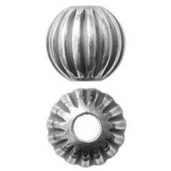 Picture of Sterling Silver Corrugated Round Beads 5mm 1.5mm Hole<br />10 Beads
