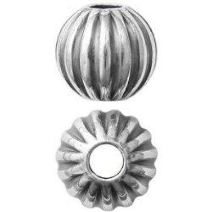 Picture of Sterling Silver Oxidized Corrugated Round Beads 6mm 2mm Hole<br />10 Beads