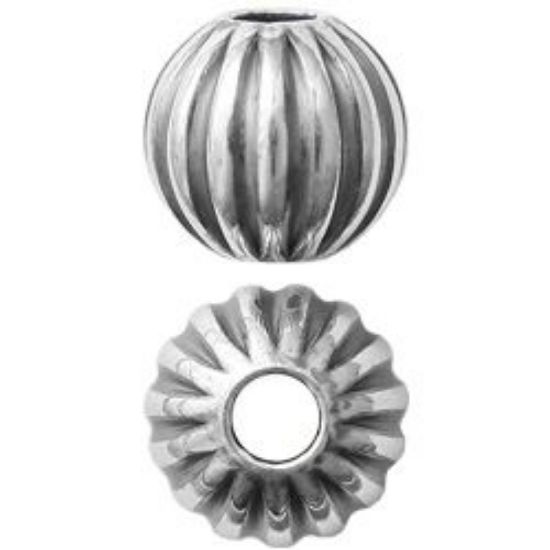 Picture of Sterling Silver Oxidized Corrugated Round Beads 6mm 2mm Hole<br />10 Beads