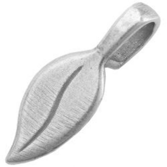 Picture of Antique Silver Plated Glue On Bail Leaf 8x14mm. JBB Finding