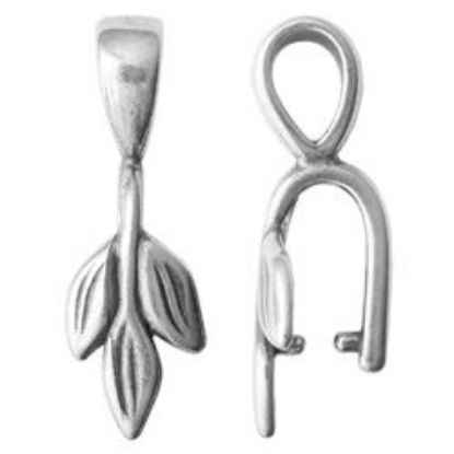 Picture of Silver Plated Leaf Design Pinch Bail 8x13mm. JBB Finding