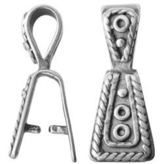 Picture of Antique Silver Plated Pinch Bail 8x22mm. JBB Finding