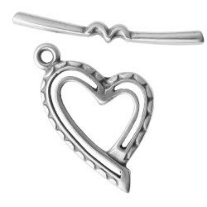 Picture of Silver Plated Heart Toggle 15mm Loop 25mm Bar. JBB Finding