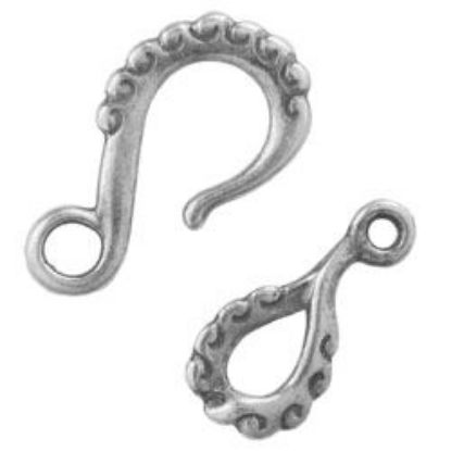 Picture of Silver Plated Pewter Scroll Hook 20mm & Eye 16mm. JBB Finding