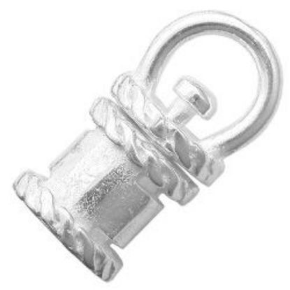 Picture of Silver Plated Crimp Revolving End Cap 4mm JBB Finding.  Fits a 4mm strand.