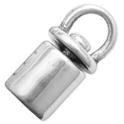 Picture of Antique Silver Plated GlueOn Revolving End Cap 4mm (ID) JBB Finding. Fits a 4mm strand.