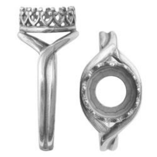 Picture of Antique Silver Plated Adjustable Diamond Ring 8mm JBB Finding