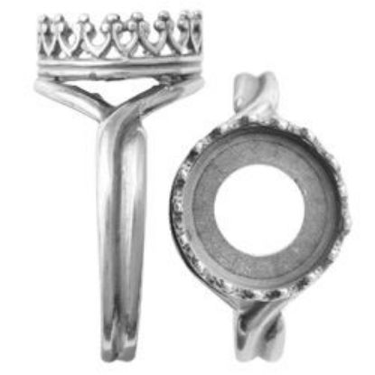 Picture of Antique Silver Plated Adjustable Diamond Ring 10mm JBB Finding