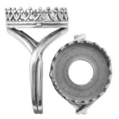 Picture of Antique Silver Plated Adjustable Diamond Ring 12mm JBB Finding