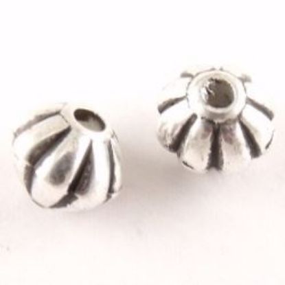 Picture of Silver Plated Oxidized Fluted Saucer Beads 7mm, 1.6mm Hole<br />20 Beads
