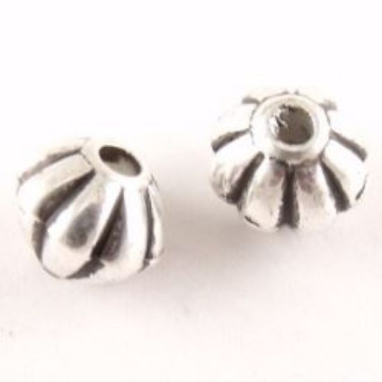 Picture of Silver Plated Oxidized Fluted Saucer Beads 7mm, 1.6mm Hole<br />20 Beads