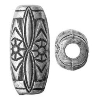 Picture of Silver Plated Oxidized Melon Beads 12x25mm 3.5mm Hole<br />6 Beads