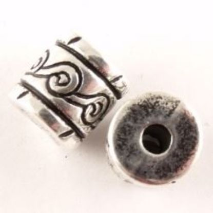 Picture of Silver Plated Oxidized Barrel Beads 13mm 3.5mm Hole<br />10 Beads