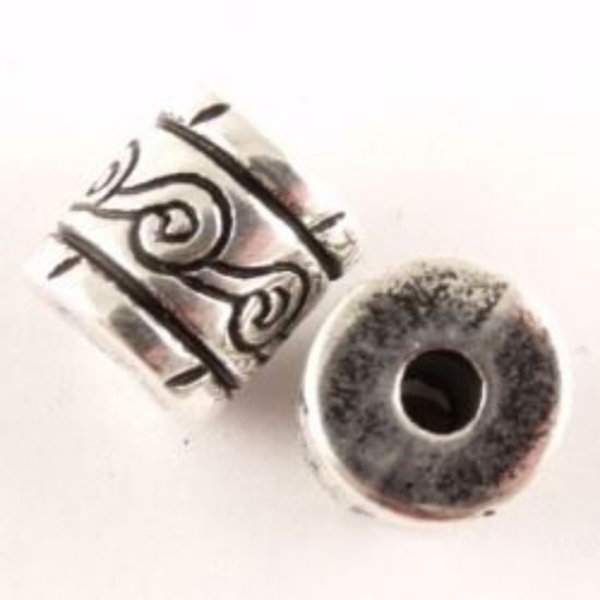 Picture of Silver Plated Oxidized Barrel Beads 13mm 3.5mm Hole<br />10 Beads