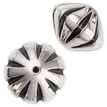 Picture of 10x14mm Silver Plated Oxidized Flute Bead. 1.2mm hole