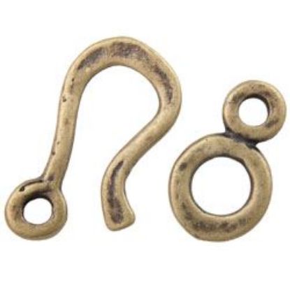 Picture of Antique Brass Plated Pewter Hammered 23mm Hook 16mm Eye. JBB ~ Finding