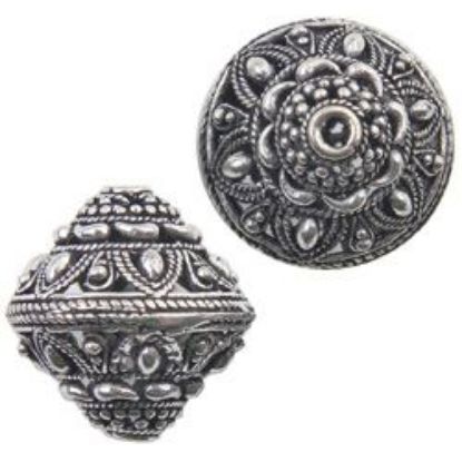 Picture of Silver Plated Copper Fancy Bead 18x18mm, I.D. 1.1mm, Approx. 2 Beads