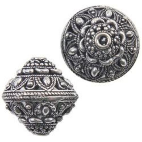 Picture of Silver Plated Copper Fancy Bead 18x18mm, I.D. 1.1mm, Approx. 2 Beads