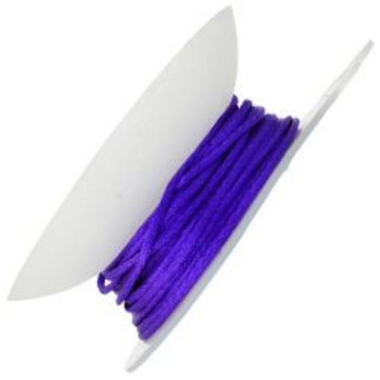 Picture of Dark Purple Rattail Cord 1.5mm, 100% Nylon<br />20 yards with Reusable Bobbin