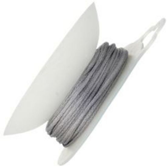Picture of Silver Rattail Cord 1.5mm, 100% Nylon<br />20 yards with Reusable Bobbin