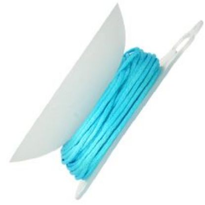 Picture of Aqua Blue Rattail Cord 1.5mm, 100% Nylon<br />20 yards with Reusable Bobbin