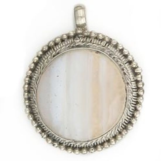 Picture of Round White Agate Base Metal Pendant 29mm
