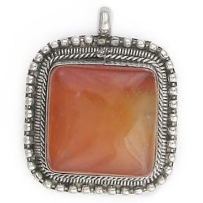 Picture of Square Carnelian Base Metal Pendant 29mm