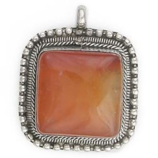 Picture of Square Carnelian Base Metal Pendant 29mm