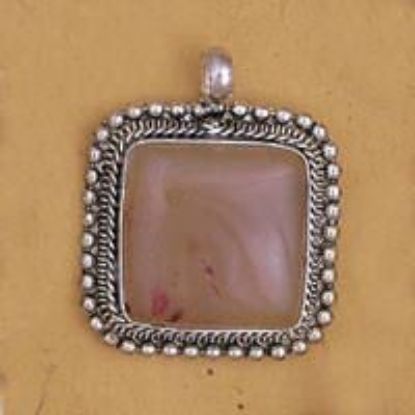 Picture of Square Honey Agate Base Metal Pendant 29mm