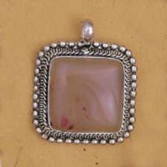 Picture of Square Honey Agate Base Metal Pendant 29mm