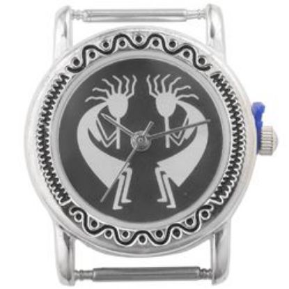 Picture of Silver Tone Black/White Flute Watch 27x27mm, Pin Size 14mm