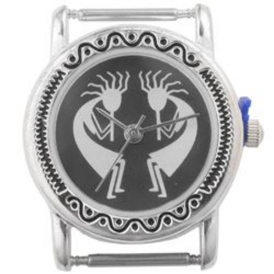 Picture of Silver Tone Black/White Flute Watch 27x27mm, Pin Size 14mm