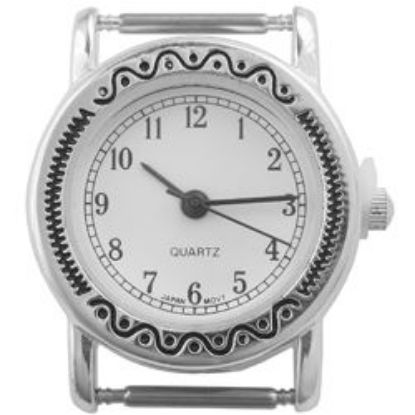 Picture of Silver Tone Stamped White Dial Watch 30x27mm, Pin Size 14mm
