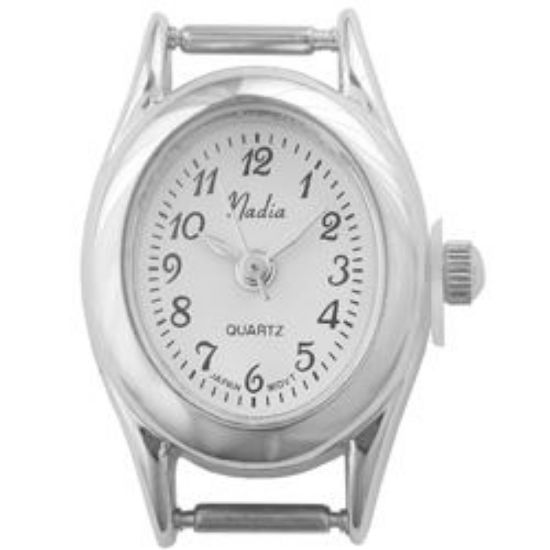 Picture of Oval White Mini Face Watch 26x18mm, Pin Size 8mm