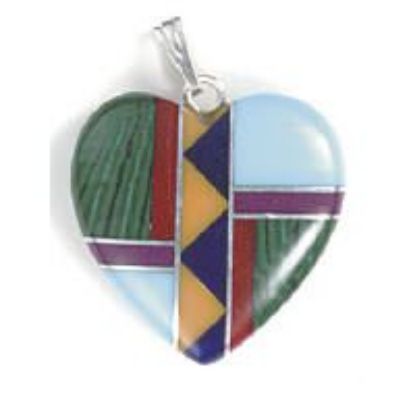 Picture of Pendant Inlay, Imitation Block Heart with Bail, 20mm