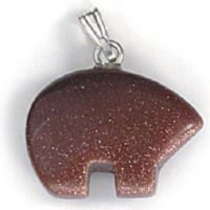 Picture of Pendant, Assorted Gemstone Bear with Bail, 13x18mm